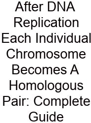 After DNA Replication Each Individual Chromosome Becomes A Homologous Pair: Complete Guide