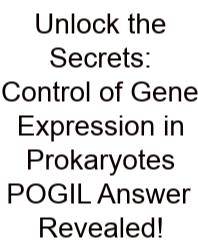 Unlock The Secrets: Control Of Gene Expression In Prokaryotes POGIL Answer Revealed!