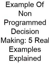 Example Of Non Programmed Decision Making: 5 Real Examples Explained