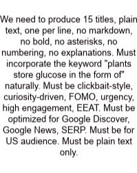 We Need To Produce 15 Titles, Plain Text, One Per Line, No Markdown, No Bold, No Asterisks, No Numbering, No Explanations. Must Incorporate The Keyword 