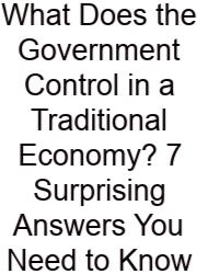 What Does The Government Control In A Traditional Economy? 7 Surprising Answers You Need To Know