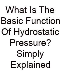 What Is The Basic Function Of Hydrostatic Pressure? Simply Explained